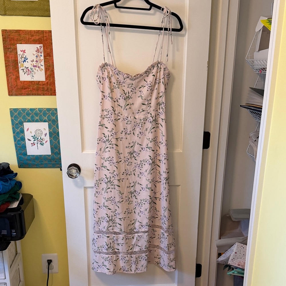 Lulu's Blush Floral Midi Dress